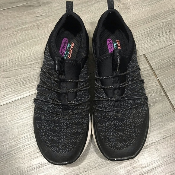 Skechers Arya Black/Gray Memory Foam Sneakers - Picture 1 of 10